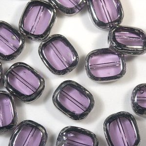 Lilac Oblong with Silver Rim 12x10x4mm