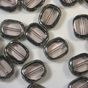 Antique Pink Oblong with Silver Rim 12x10x4mm