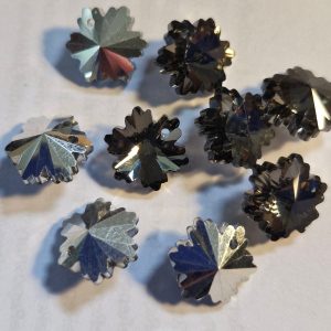 Glass Snowflake Bead, Grey, 14 x 12 x 8mm Hole 1.00mm, Bag of 10