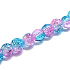 Strand of Approx 135 6mm Pink & Blue Crackles