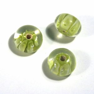 10 x Stripy Chartreuse Lamp Beads 15x9mm