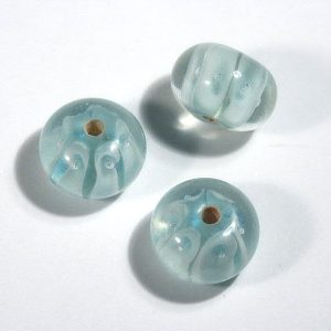 10 x Stripy Light Blue Lamp Beads 15x9mm