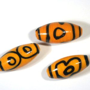 Orange Barrel with Black Swirl 30x14mm
