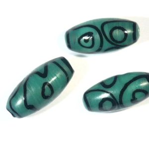 Dark Green Barrel with Black Swirl 30x14mm
