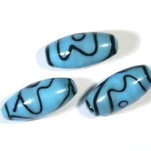 Light Blue Barrel with Black Swirl 30x14mm