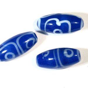 Deep Blue Barrel with White Swirl 30x14mm
