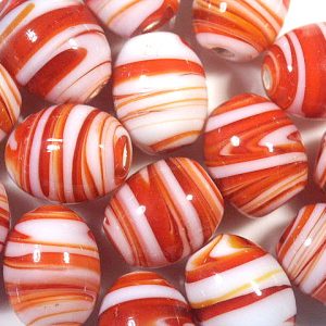 Red with White Swirl Oval 15x10mm