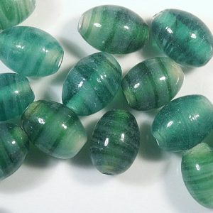 Green & White Swirl Oval 12x10mm