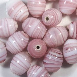 Pink & White Swirl Oval 12x10mm