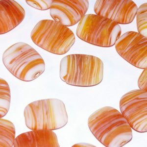 10 x Orange and White Stripy Oblong Beads 18x14x5mm