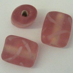 Bag of Swirly Matt Pink Oblong Beads 13x11mm