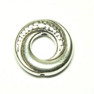 Antique Silver Colour Metal Doughnut 15x4mm