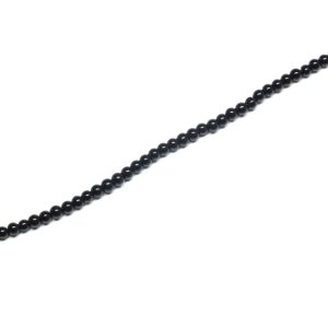 Strand of Approx 225 3mm Round Black Glass Pearls
