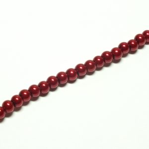 Strand of Approx 216 Rich Red 4mm Round Glass Pearls