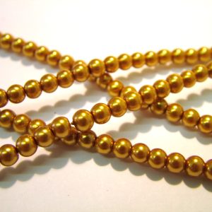 Strand of Approx 216 4mm Deep Gold Round Glass Pearls