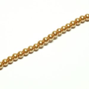 Strand of Approx 216 Antique Gold 4mm Round Glass Pearls
