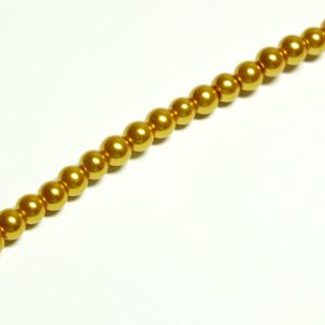 Strand of Approx 216 Gold 4mm Round Glass Pearls