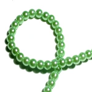 Strand of Approx 216 4mm Light Green Round Glass Pearls