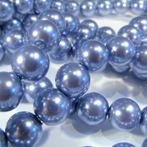 Strand of Approx 110 8mm Cornflower Round Glass Pearl Beads