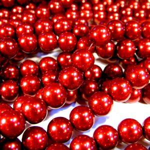 10mm Burgundy/Dark Red Round Glass Pearls