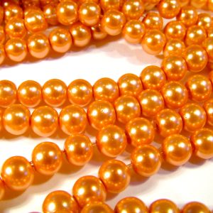 10mm Coral Round Glass Pearls