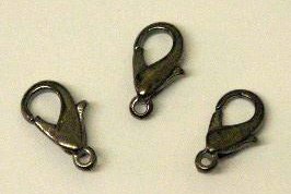 25 x Gun Metal Coloured Lobster Clasps 7x12mm