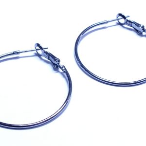 Pair Gun Metal Coloured 35mm Earring Hoops