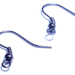 10 x Gun Metal Coloured Earring Hooks 18x14mm