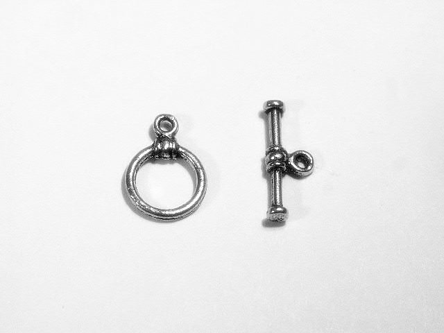 10 x Antique Silver Colour Metal Toggle Clasps Bar 14mm Loop 10mm