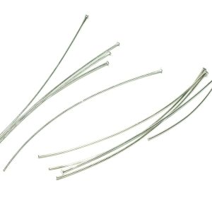 50 X Platinum Coloured Brass Headpins 65x0.7mm