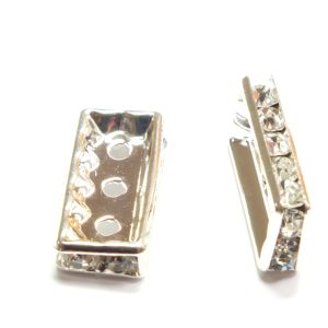 10 x Three Strand Spacer Bars with Rhinestones 19X8mm