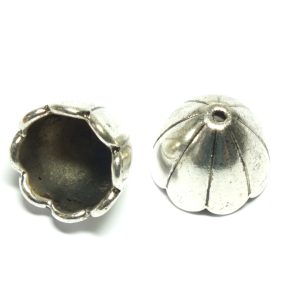 10 x Antique Silver Coloured Bead Caps / Cones 17x17mm