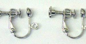 Pair Non-Pierced Silver Metal Earring Fitting with Screw 17x15mm