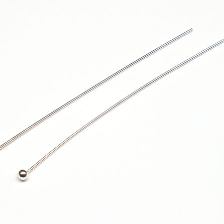 2 x Sterling Silver Headpins 50mm Ball 2mm