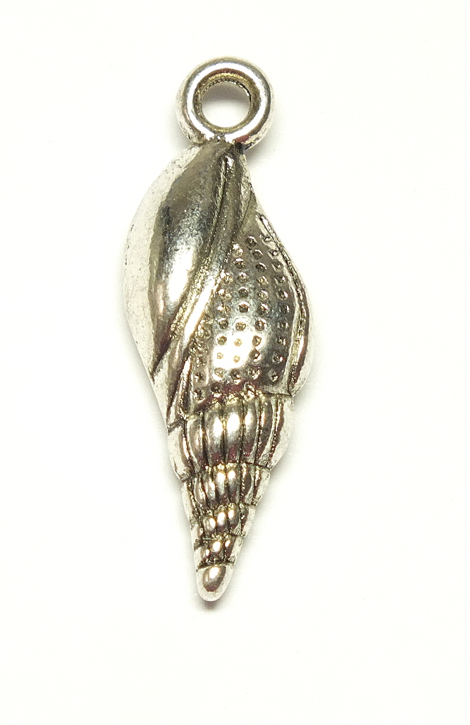 Tibetan Style Antique Silver Metal Sea Shell Charm 23x8x4mm - Image 2