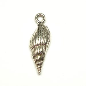 Tibetan Style Antique Silver Metal Sea Shell Charm 23x8x4mm