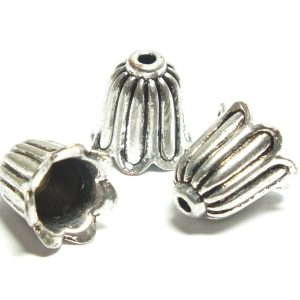 10 x Antique Silver Flower End Caps 10x10mm