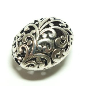Tibetan Style Platinum Silver Colour Metal Oval Beads 21x17x13mm, 10g Bag
