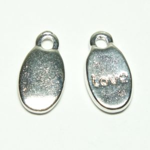 Tibetan Style Silver Oval Love Charm 16x8mm
