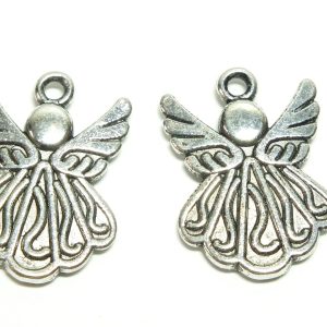 Tibetan Style Antique Silver Angel Charm 21x15x3mm