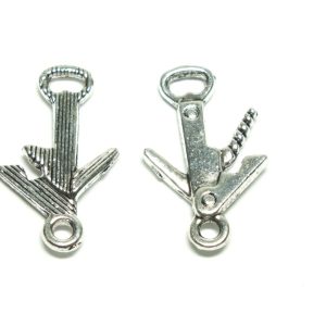 Tibetan Style Silver Bottle Opener Charm 21x12mm