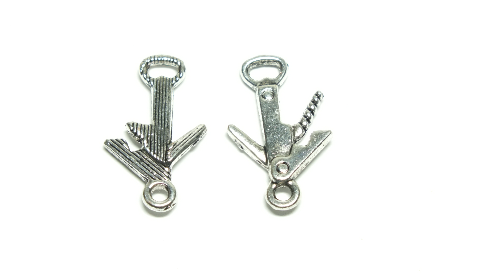 Tibetan Style Silver Bottle Opener Charm 21x12mm