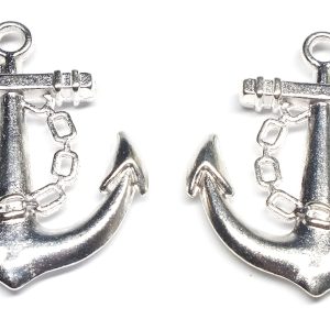 Tibetan Style Silver Anchor Charm 32x27x4mm