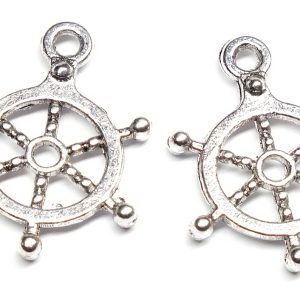 Tibetan Style Silver Ship's Wheel Charm 20x17x2mm