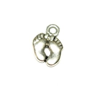 Tibetan Style Antique Silver Metal Footprints Charm 14x10mm